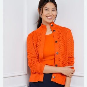 🐳🦕🌐🐋Navy Zip-Up Pointelle Knit Sweater